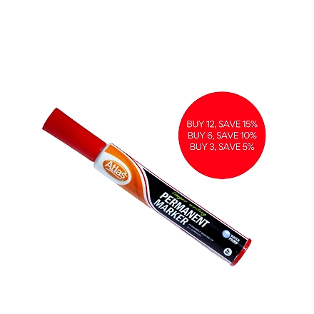 Atlas Permanent Marker 12P-Red-1