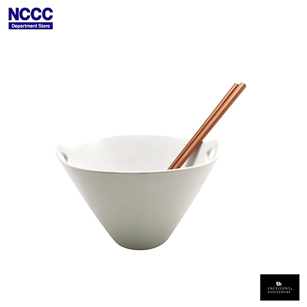 Noodle Bowl with Chopsticks HS-White-1