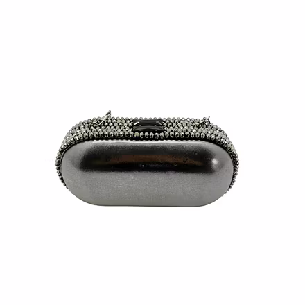Handbag Embroidered-Silver Black-Embroidered Pearl Stone-1