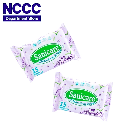 Sanicare Cleansing Wipes Lavender Scent-15 Sheets-15cm x 20cm-1