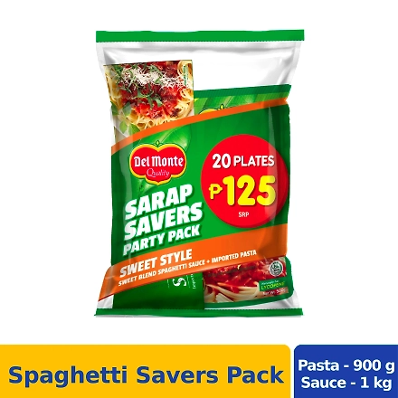Buy 1 Del Monte Spaghetti Pasta Italiana 900g and 1 Del Monte Spaghetti Sweet Style Sauce 1kg @ P125-10721815