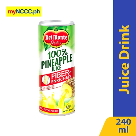 Del Monte Juice Drink 100% Pineapple Juice Unsweetened Fiber Enriched 240ml-10060028