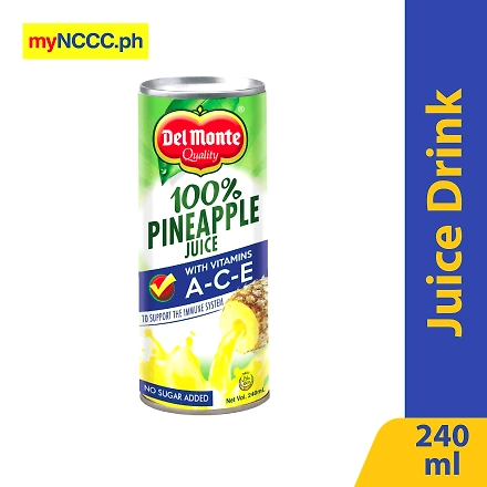 Del Monte Juice Drink 100% Pineapple Juice with Vitamins A-C-E Unsweetened 240ml-10006141