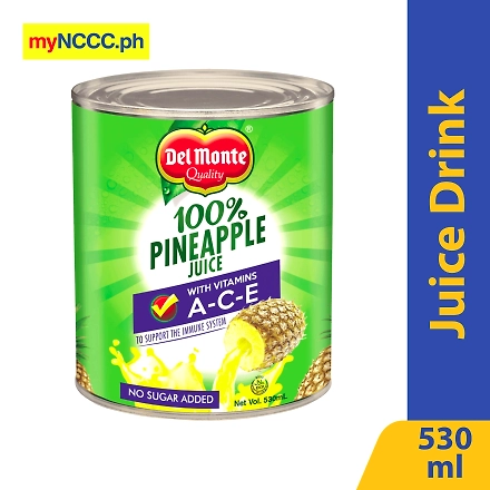 Del Monte Juice Drink 100% Pineapple Juice with Vitamins A-C-E Unsweetened 530ml-10117878