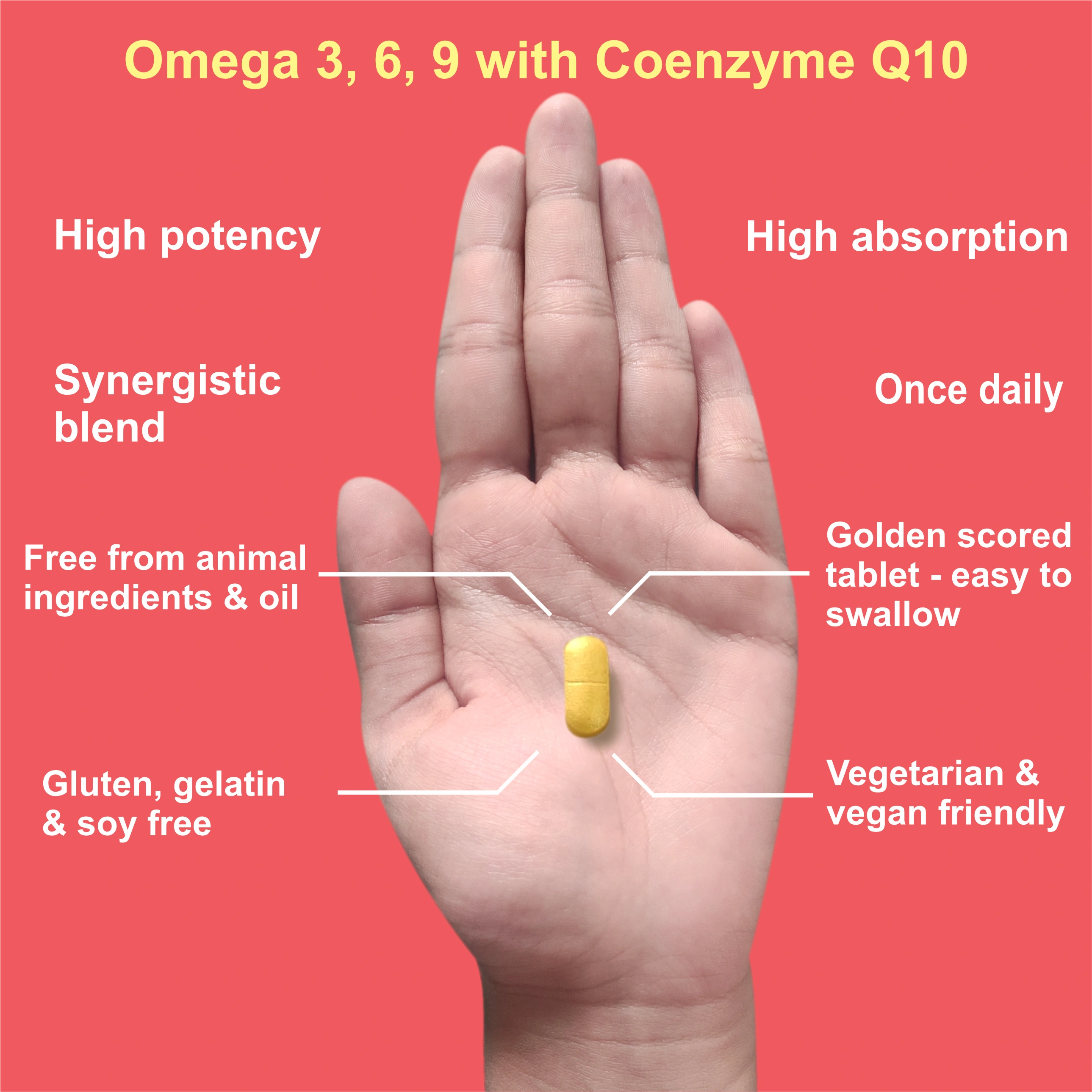 Nutrigrams Coenzyme Q10 100mg with Omega 3-6-9 700mg - High Absorption Vegan Omega 369 and CoQ10 Supplement - 60 Tablets-4