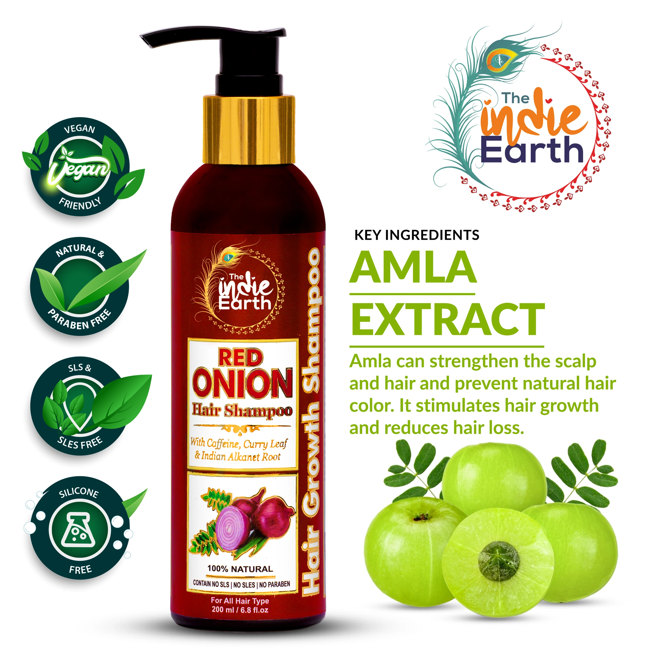 The Indie Earth Red Onion Shampoo for Anti Hair Loss &amp; Healthy Hair Growth-3