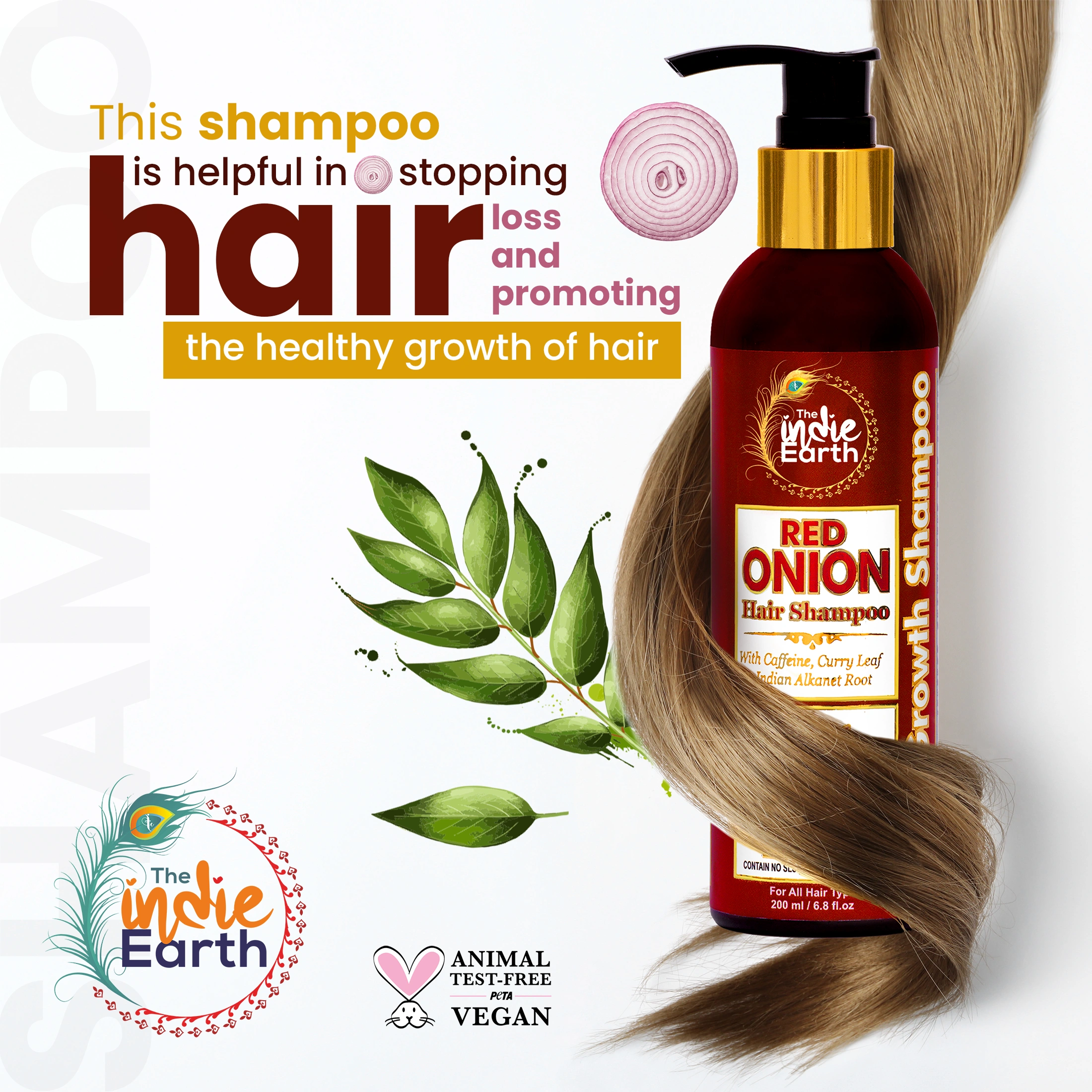 The Indie Earth Red Onion Shampoo for Anti Hair Loss &amp; Healthy Hair Growth-1