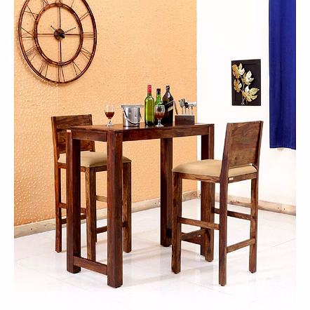 Ramdoot Furniture Solid Sheesham Wood Bar Dining Table 2 Seater Set