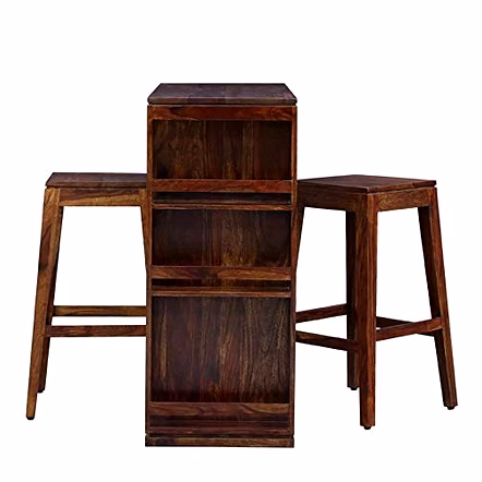 Ramdoot Furniture Solid Sheesham Wood Bar Dining Table 2 Seater Set