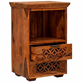Ramdoot furniture Solid Wood Night Stand In teak Finish