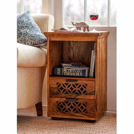 Ramdoot furniture Solid Wood Night Stand In teak Finish