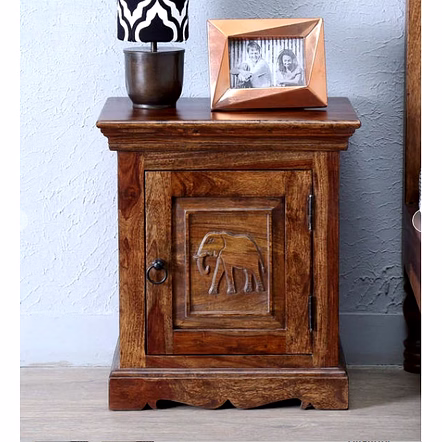 Ramdoot furniture Solid Wood Night Stand In Teak Finish