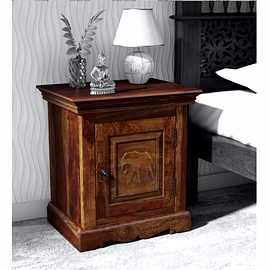 Ramdoot furniture Solid Wood Night Stand In Teak Finish