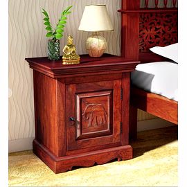 Ramdoot furniture Solid Wood Night Stand In Honey Oak Finish