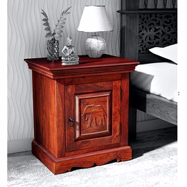 Ramdoot furniture Solid Wood Night Stand In Honey Oak Finish