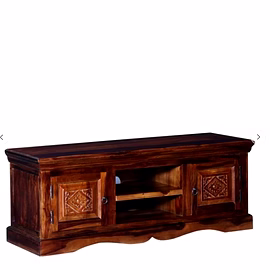 Ramdoot furniture Solid Wood T V Unit In honey oak Finish