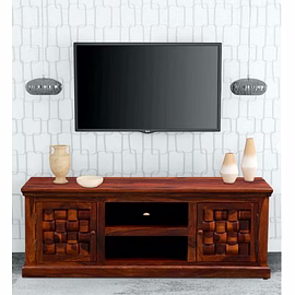 Ramdoot furniture Solid Wood T V Unit In Honey Oak Finish