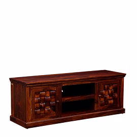 Ramdoot furniture Solid Wood T V Unit In Honey Oak Finish