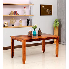 Ramdoot furniture Solid Wood 6 Seater Dining Table In Teak Finish