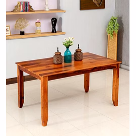 Ramdoot furniture Solid Wood 6 Seater Dining Table In Teak Finish