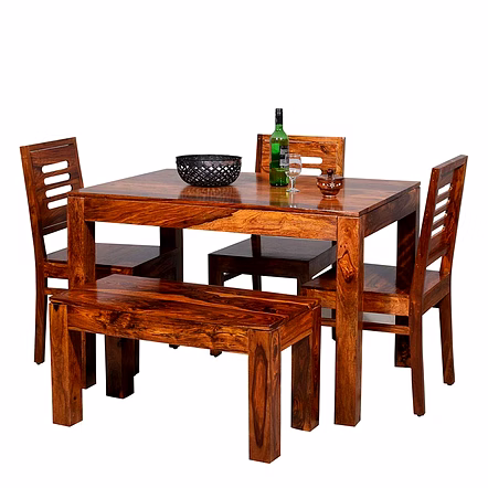 RAMDOOT FURNITURE 4 SEATER DINING TABLE WITH BANCH