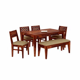 RAMDOOT FURNITURE 6 SEATER DINING TABLE WITH BANCH