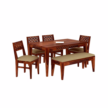 RAMDOOT FURNITURE 6 SEATER DINING TABLE WITH BANCH