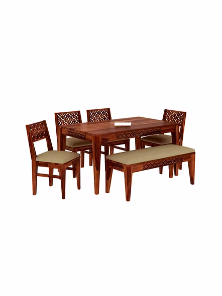 RAMDOOT FURNITURE 6 SEATER DINING TABLE WITH BANCH