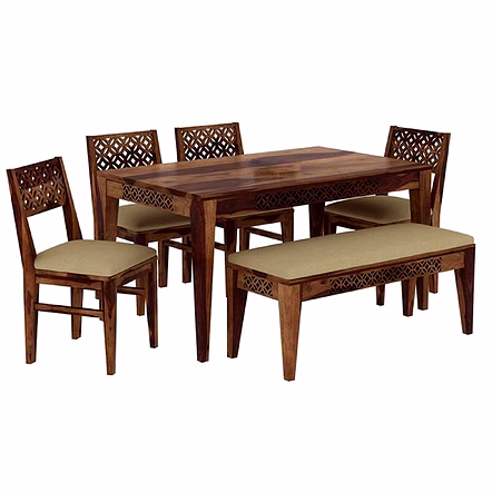 RAMDOOT FURNITURE 6 SEATER DINING TABLE WITH BANCH