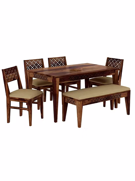 RAMDOOT FURNITURE 6 SEATER DINING TABLE WITH BANCH