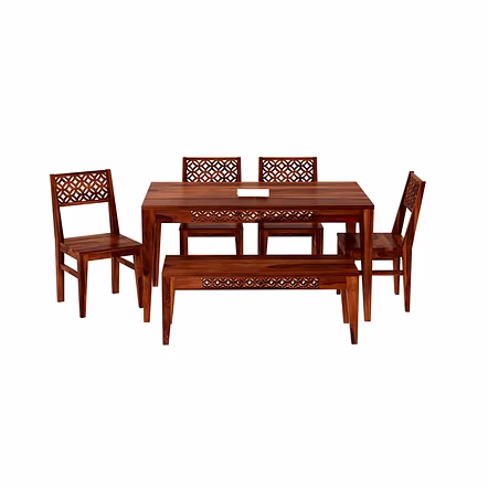 RAMDOOT FURNITURE 6 SEATER DINING TABLE WITH BANCH