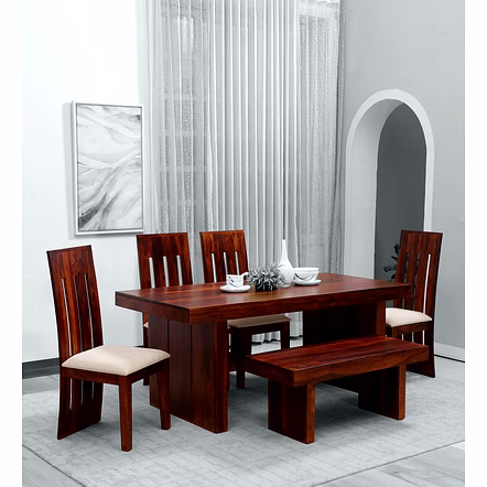 RAMDOOT FURNITURE 6 SEATER DINING TABLE WITH BANCH