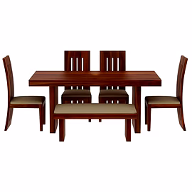 RAMDOOT FURNITURE 6 SEATER DINING TABLE WITH BANCH
