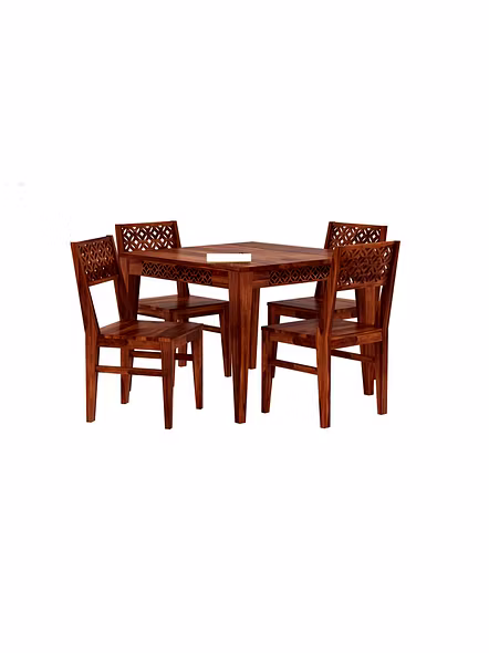 RAMDOOT FURNITURE 4 SEATER DINING TABLE SET ( Honey Finish)