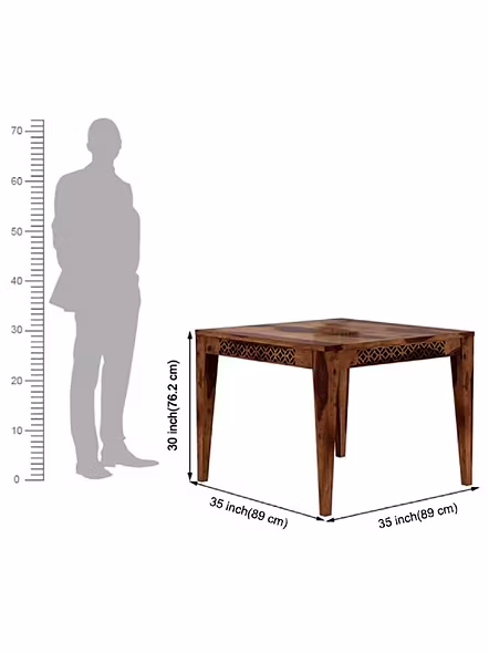 RAMDOOT FURNITURE 4 SEATER DINING TABLE SET ( Teak finish)