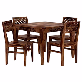 RAMDOOT FURNITURE 4 SEATER DINING TABLE SET ( Teak finish)