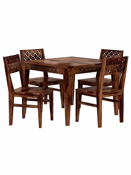 RAMDOOT FURNITURE 4 SEATER DINING TABLE SET ( Teak finish)