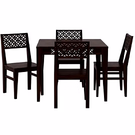 RAMDOOT FURNITURE 4 SEATER DINING TABLE SET ( Walnut finish)