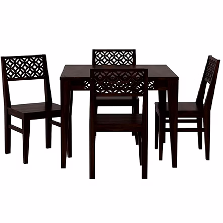 RAMDOOT FURNITURE 4 SEATER DINING TABLE SET ( Walnut finish)