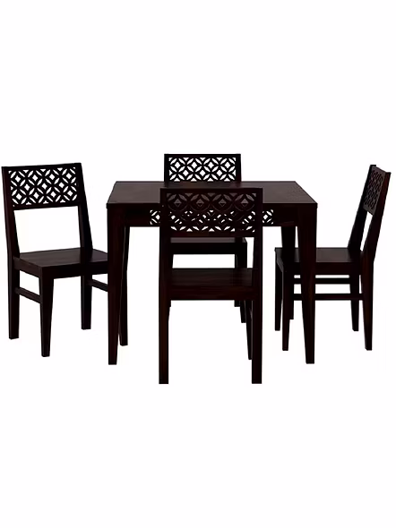 RAMDOOT FURNITURE 4 SEATER DINING TABLE SET ( Walnut finish)