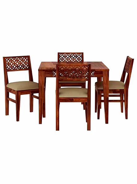 RAMDOOT FURNITURE 4 SEATER DINING TABLE SET WITH CREAM CUSHION