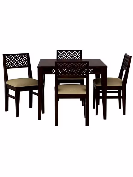 RAMDOOT FURNITURE 4 SEATER DINING TABLE SET WITH CREAM CUSHION