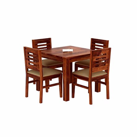 RAMDOOT FURNITURE 4 SEATER DINING TABLE SET WITH CREAM CUSHION