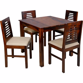 RAMDOOT FURNITURE 4 SEATER DINING TABLE SET WITH CREAM CUSHION
