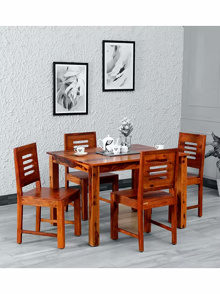 RAMDOOT FURNITURE 4 SEATER DINING TABLE SET ( Teak Finish)