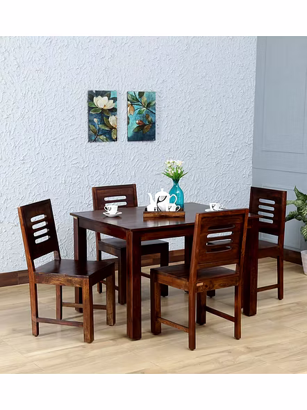 RAMDOOT FURNITURE 4 SEATER DINING TABLE SET ( dark brown  Finish )