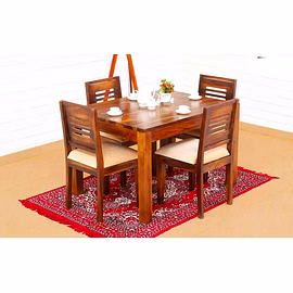 RAMDOOT FURNITURE 4 SEATER DINING TABLE SET ( Honey Finish)