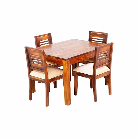 RAMDOOT FURNITURE 4 SEATER DINING TABLE SET ( Honey Finish)