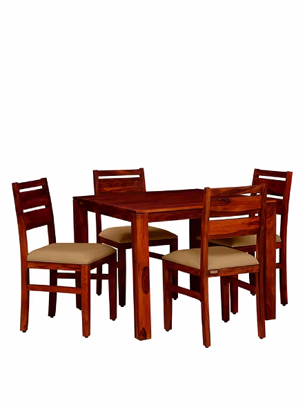 RAMDOOT FURNITURE 4 SEATER DINING TABLE SET WITH CREAM CUSHION