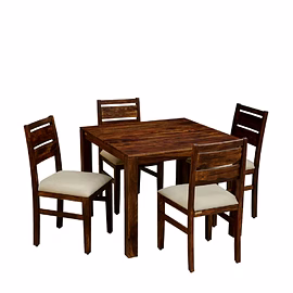 RAMDOOT FURNITURE 4 SEATER DINING TABLE SET WITH CREAM CUSHION